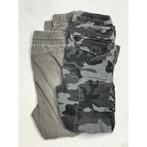 Boys Bundle 7-8 Years - 2 Pairs of Joggers, Camo, Gray Denim